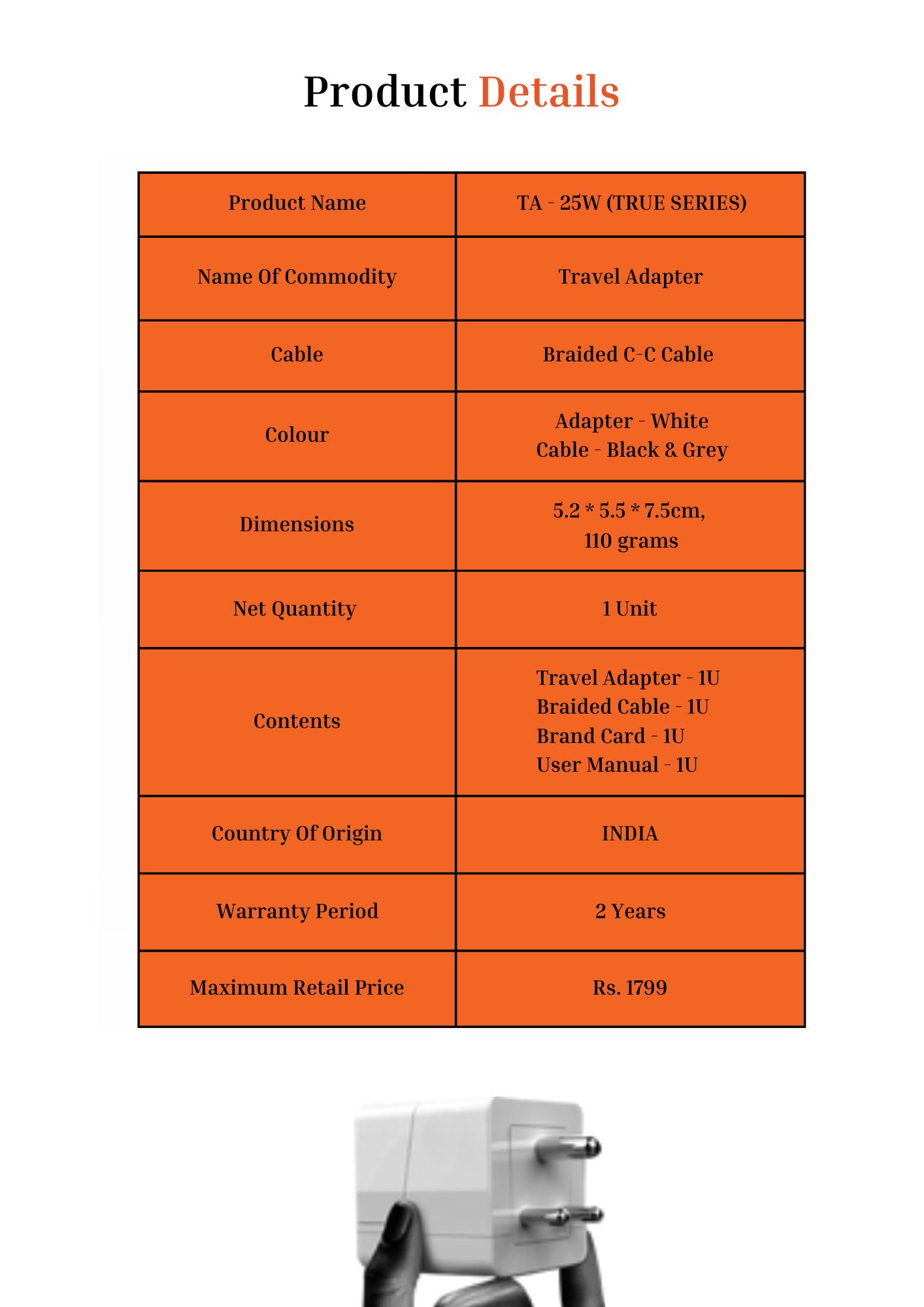 Hold & Charge Travel Adapter