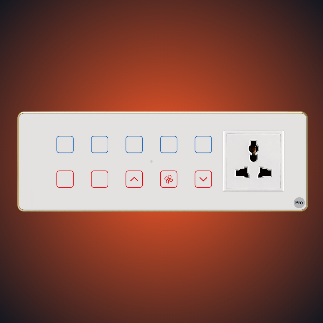 TouchX Neo 7 Switch 1FD 1 SKT - 8M 1F Dimmer + 1 Socket + (7S-16A)