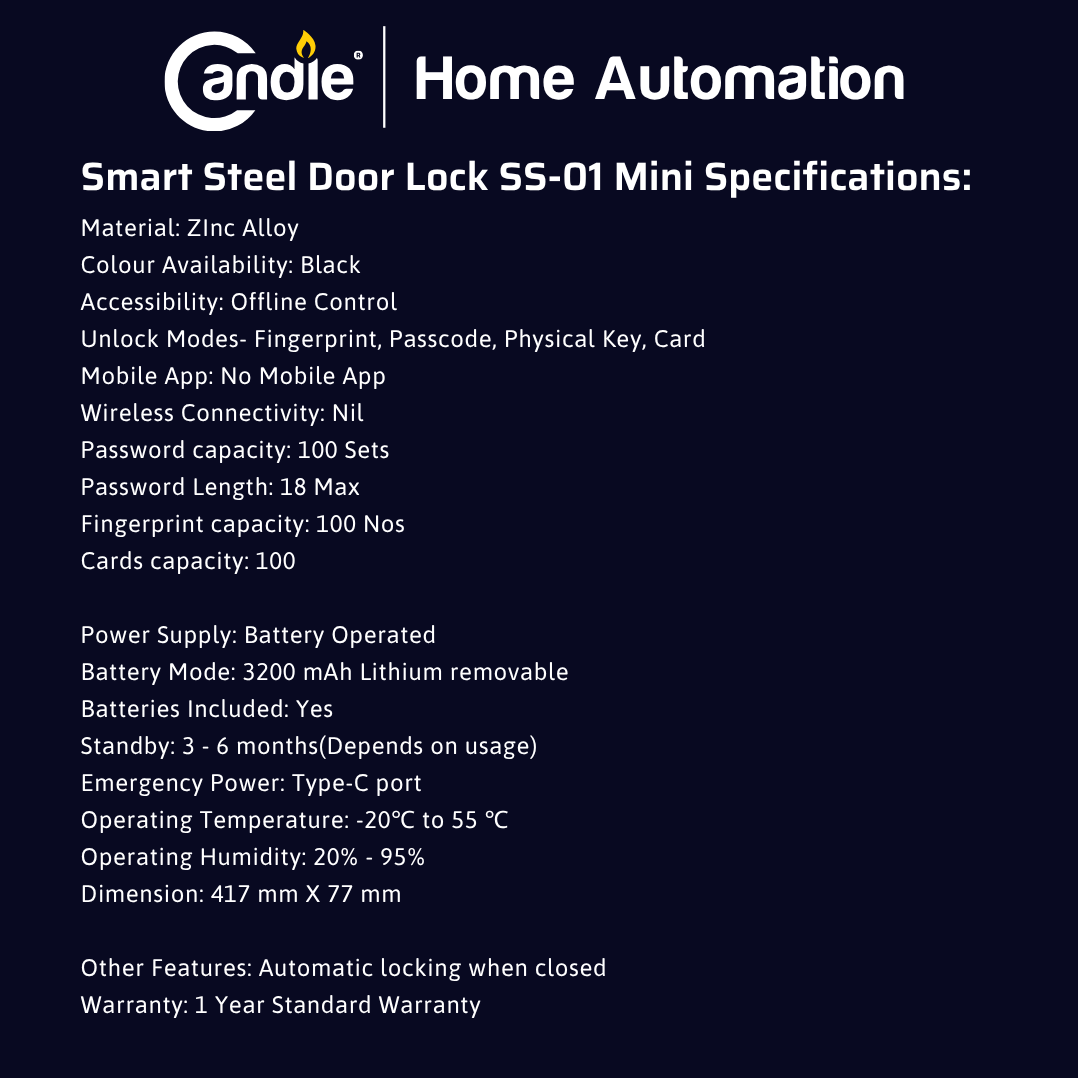 Candle AcX SDL Steel Door Lock SS-01 Mini