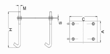 Sliding Cantilever Adjustable Fixing Plate with Hook Bolt(for 8 Small Wheels)