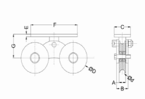 Sliding Gate Double Wheel with Drilling Fixed Plate