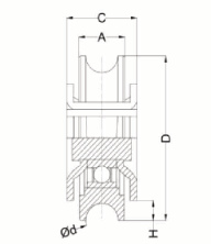 Sliding Gate SS304 Wheels with Interior Bracket (Single Bearing, U Groove)
