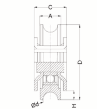 Sliding Gate SS304 Wheels with Interior Bracket (Double Bearing, U Groove)